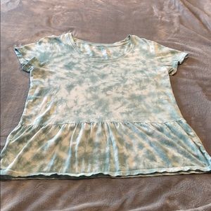 Eddie Bauer turquoise tie-dye shirt.